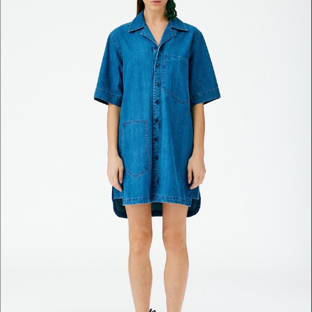 Tibi Summer Denim Camp Dress